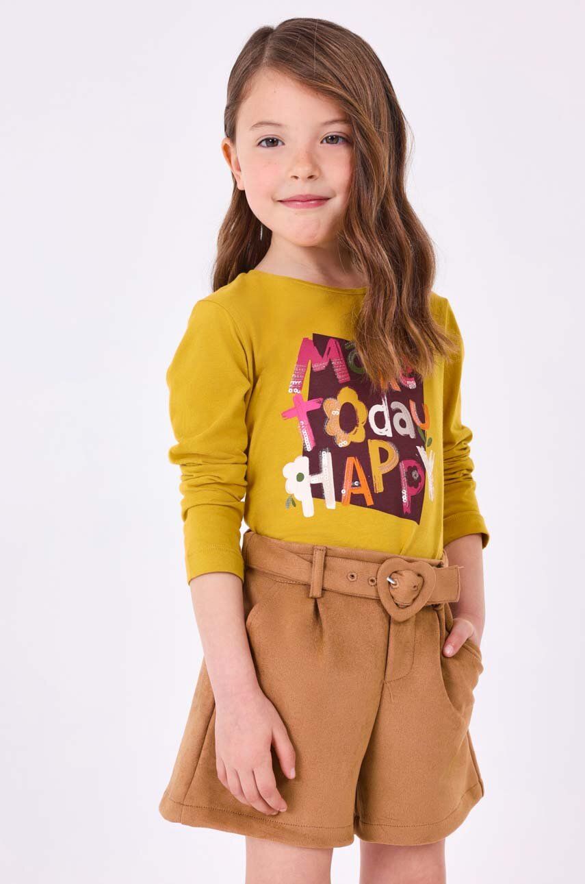 Levně Dětská bavlněná košile s dlouhým rukávem Mayoral žlutá barva