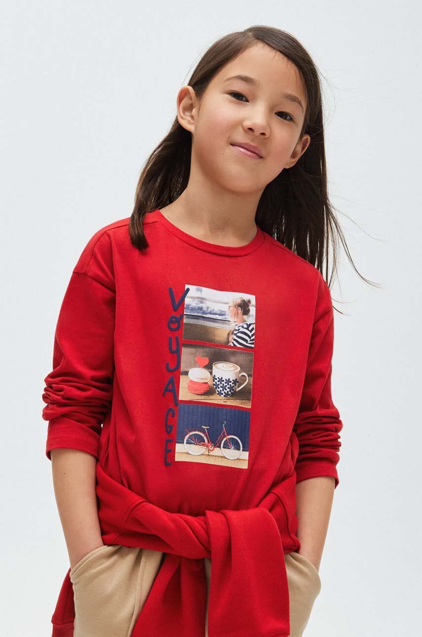 Levně Dětská bavlněná košile s dlouhým rukávem Mayoral červená barva