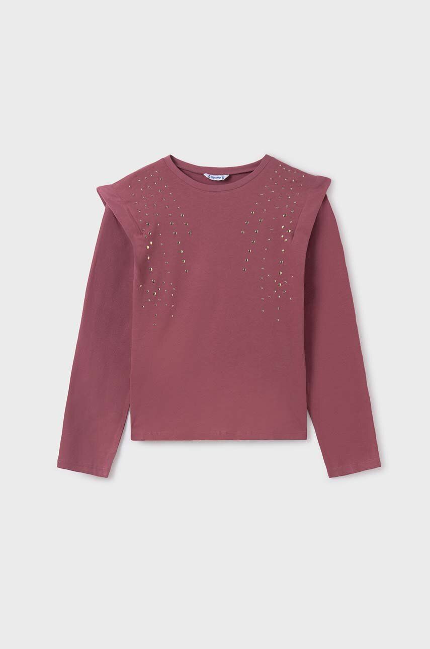 Levně Dětské tričko s dlouhým rukávem Mayoral růžová barva