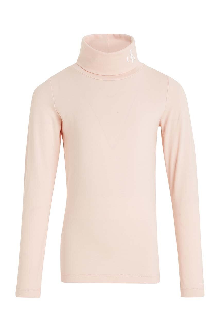 Детский лонгслив Calvin Klein Jeans цвет розовый с гольфом