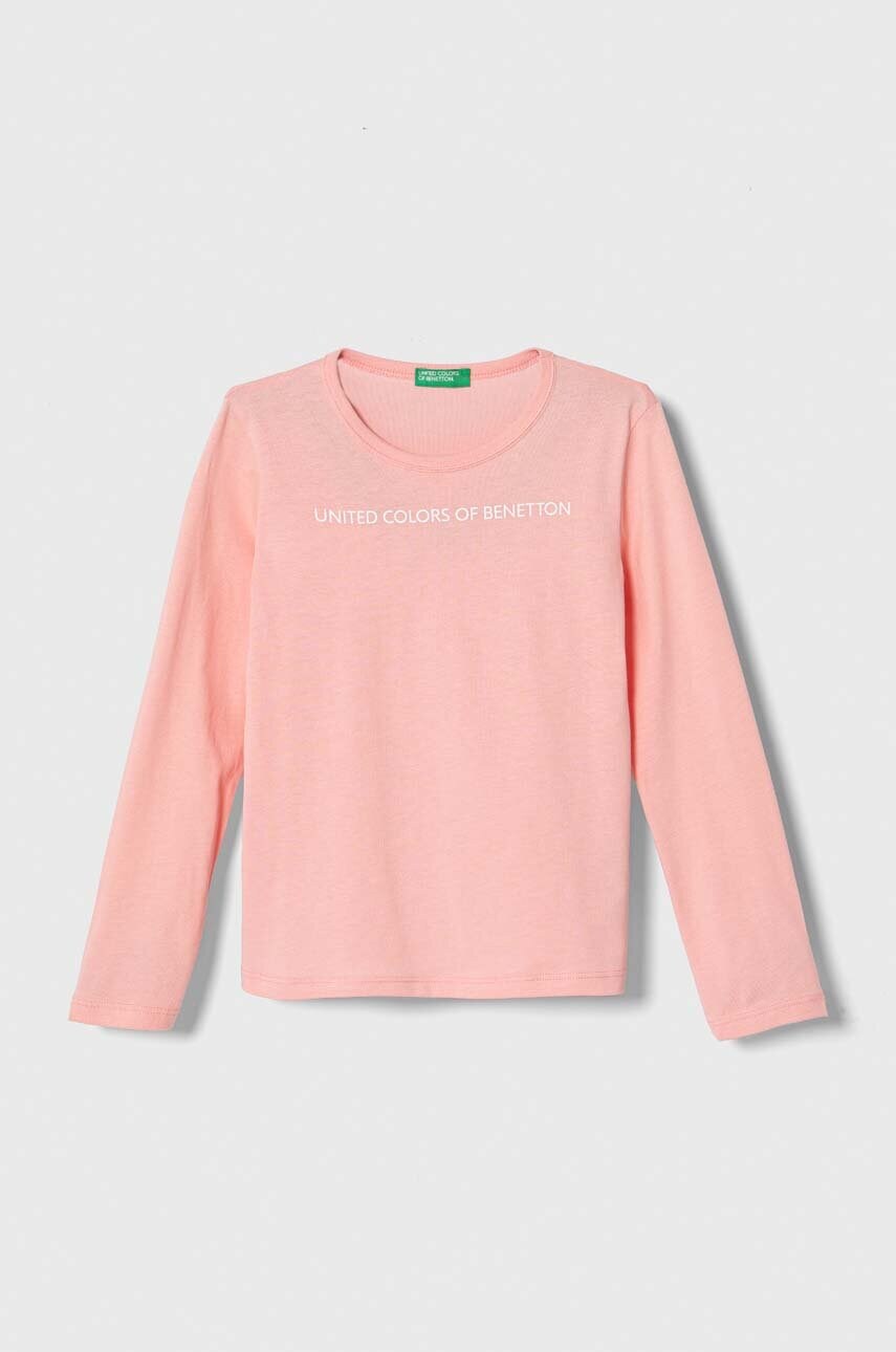 

Дитячий бавовняний лонгслів United Colors of Benetton колір рожевий