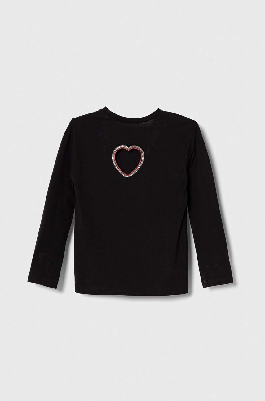 Sisley Longsleeve Din Bumbac Pentru Copii Culoarea Negru