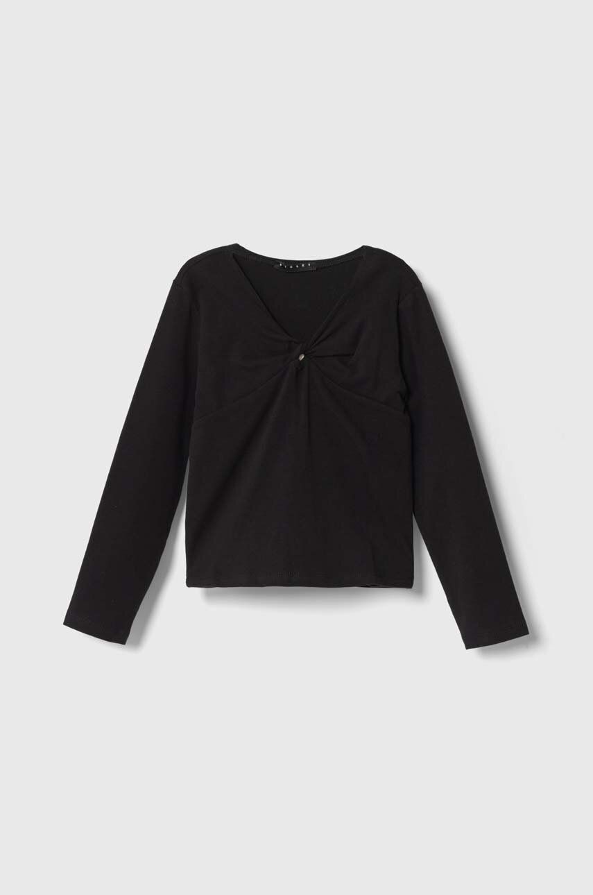 E-shop Dětské tričko s dlouhým rukávem Sisley černá barva