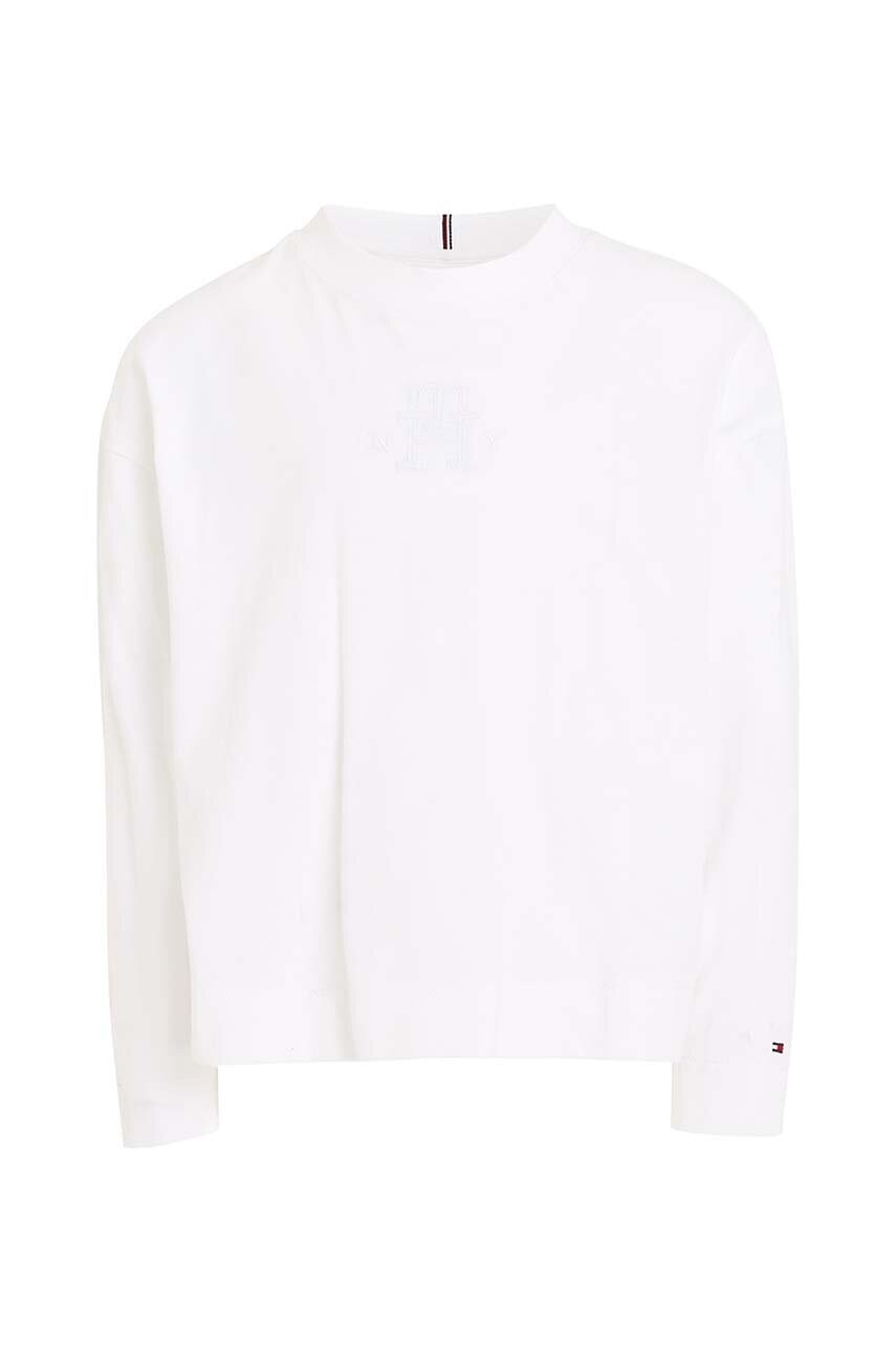 Дитячий бавовняний лонгслів Tommy Hilfiger колір білий Дитячий бавовняний лонгслів Tommy Hilfiger колір білий