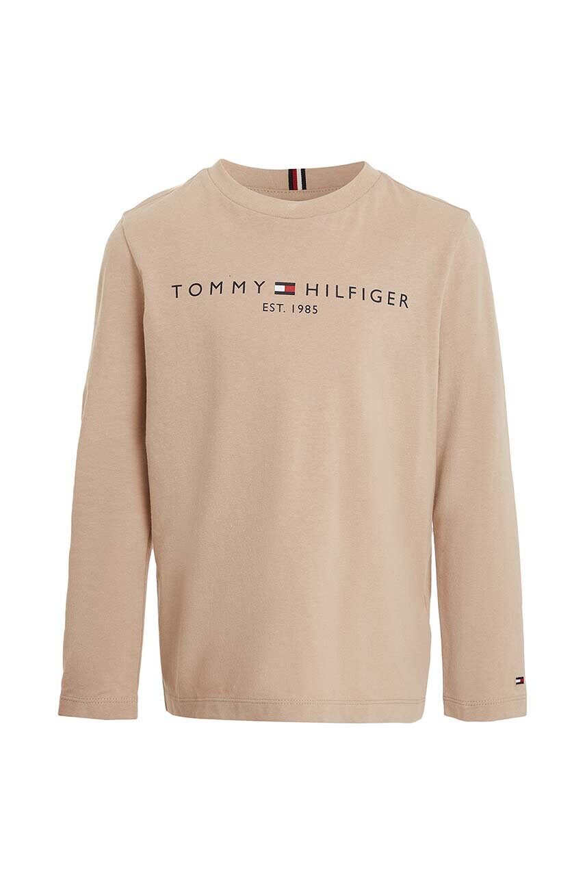 

Дитячий бавовняний лонгслів Tommy Hilfiger колір бежевий