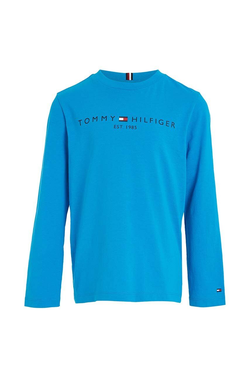 Dětská bavlněná košile s dlouhým rukávem Tommy Hilfiger - modrá - 100 % Bavlna