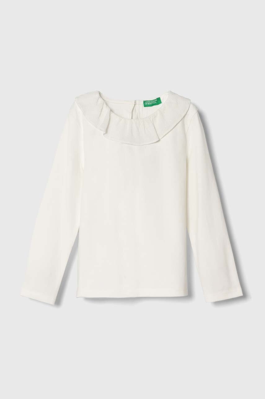 United Colors of Benetton longsleeve copii culoarea bej