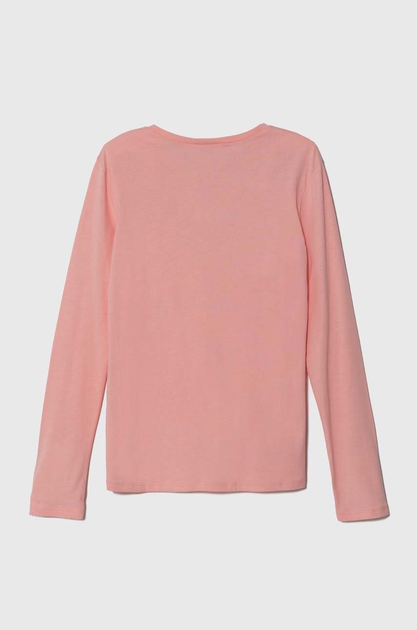 Хлопковый детский лонгслив United Colors of Benetton цвет розовый