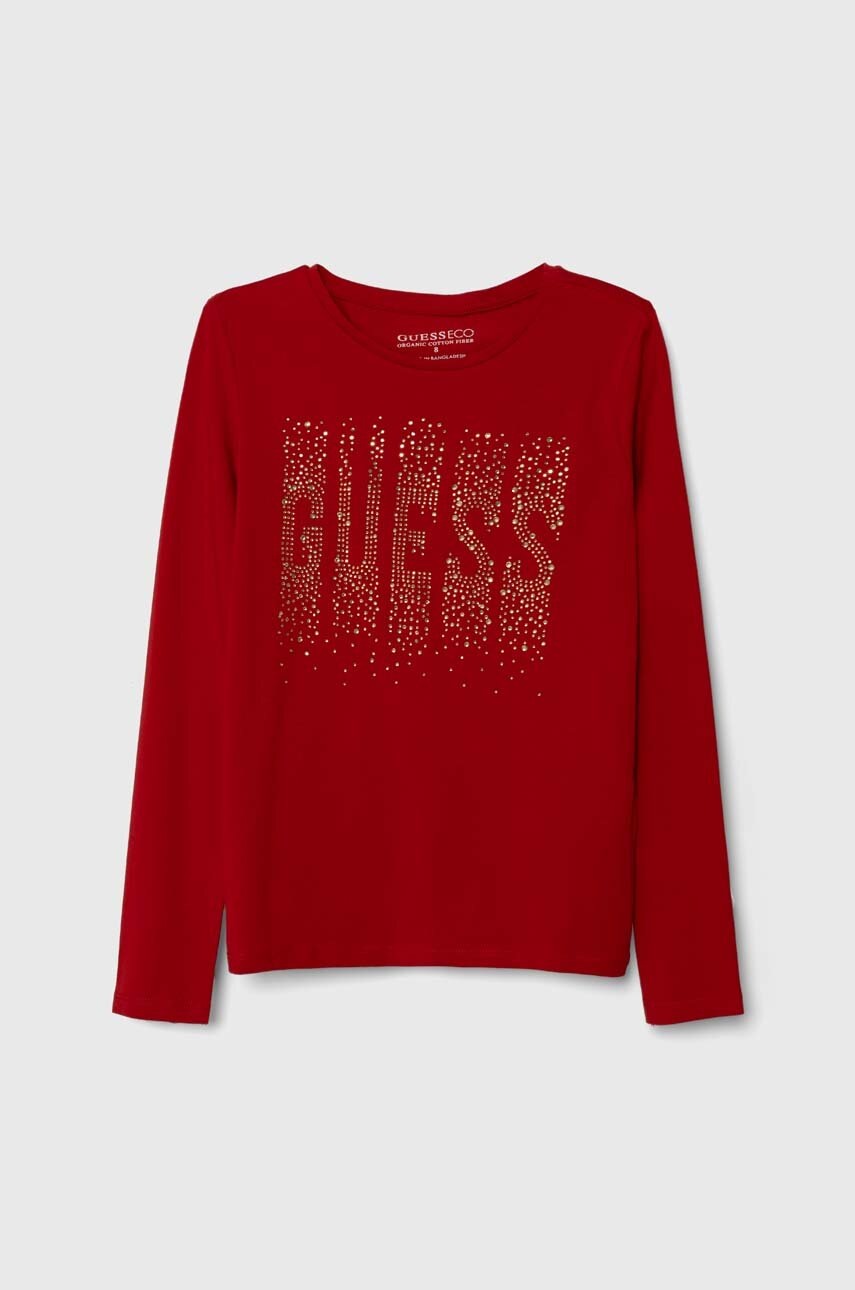 

Детский лонгслив Guess цвет красный