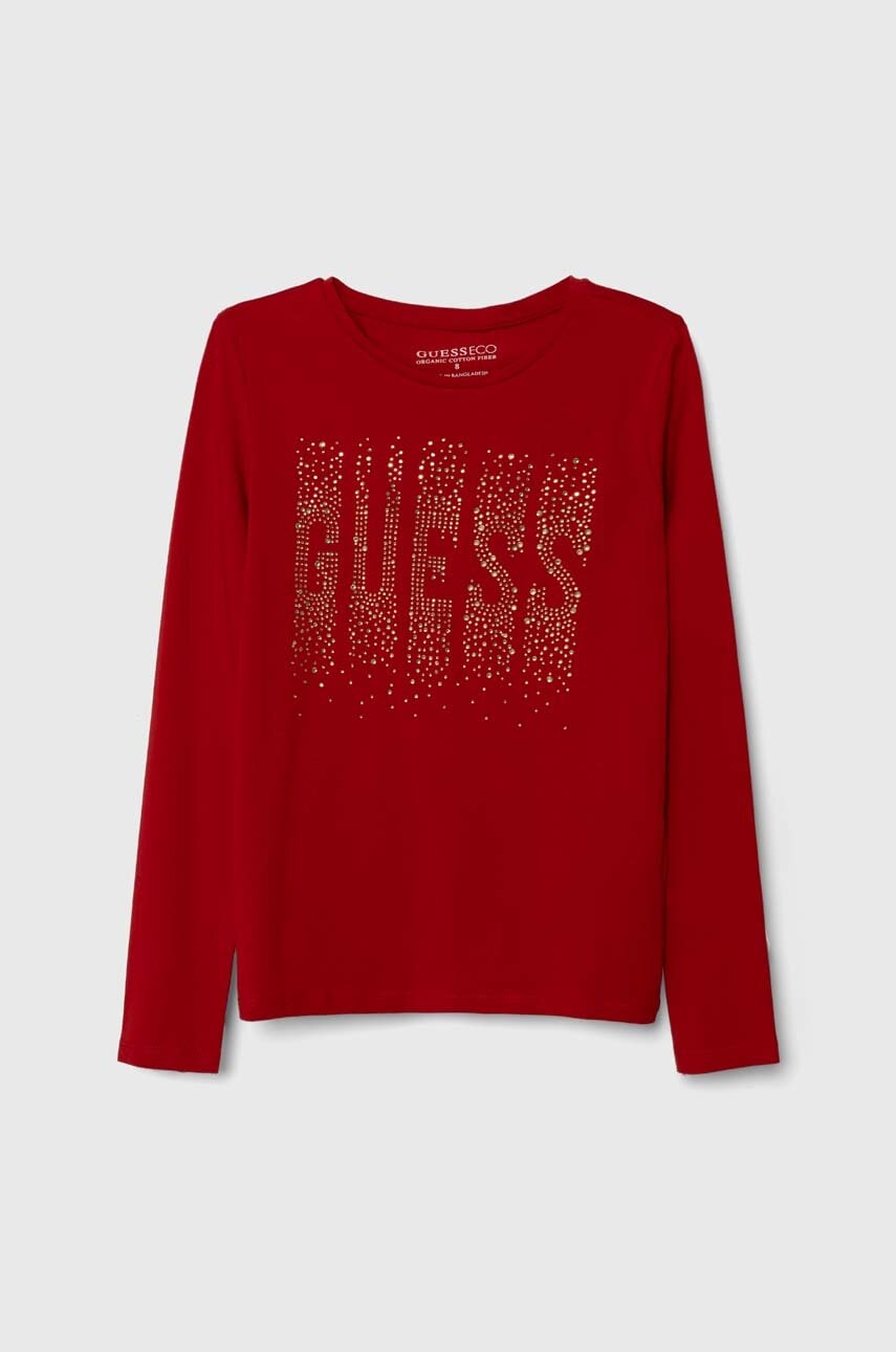 Дитячий лонгслів Guess колір червоний Дитячий лонгслів Guess колір червоний