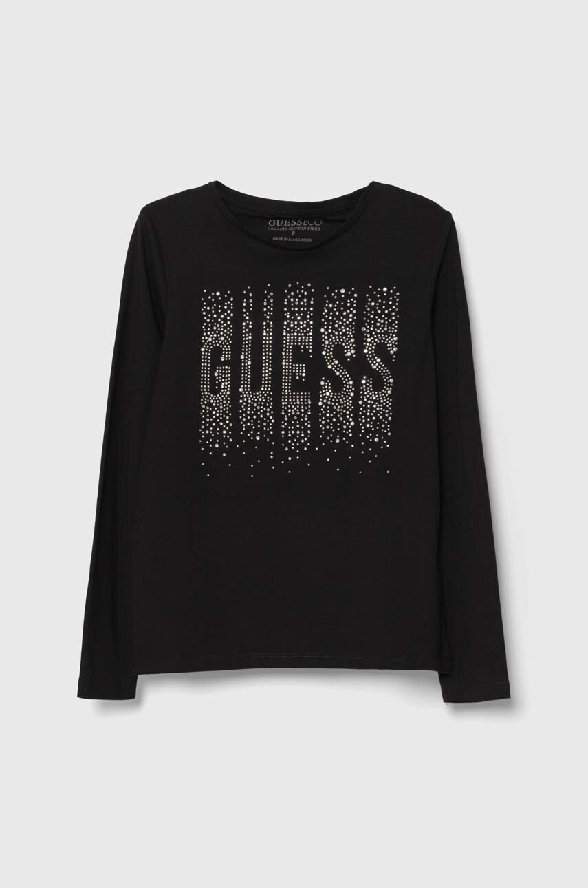 

Детска блуза с дълги ръкави Guess в черно, Черен