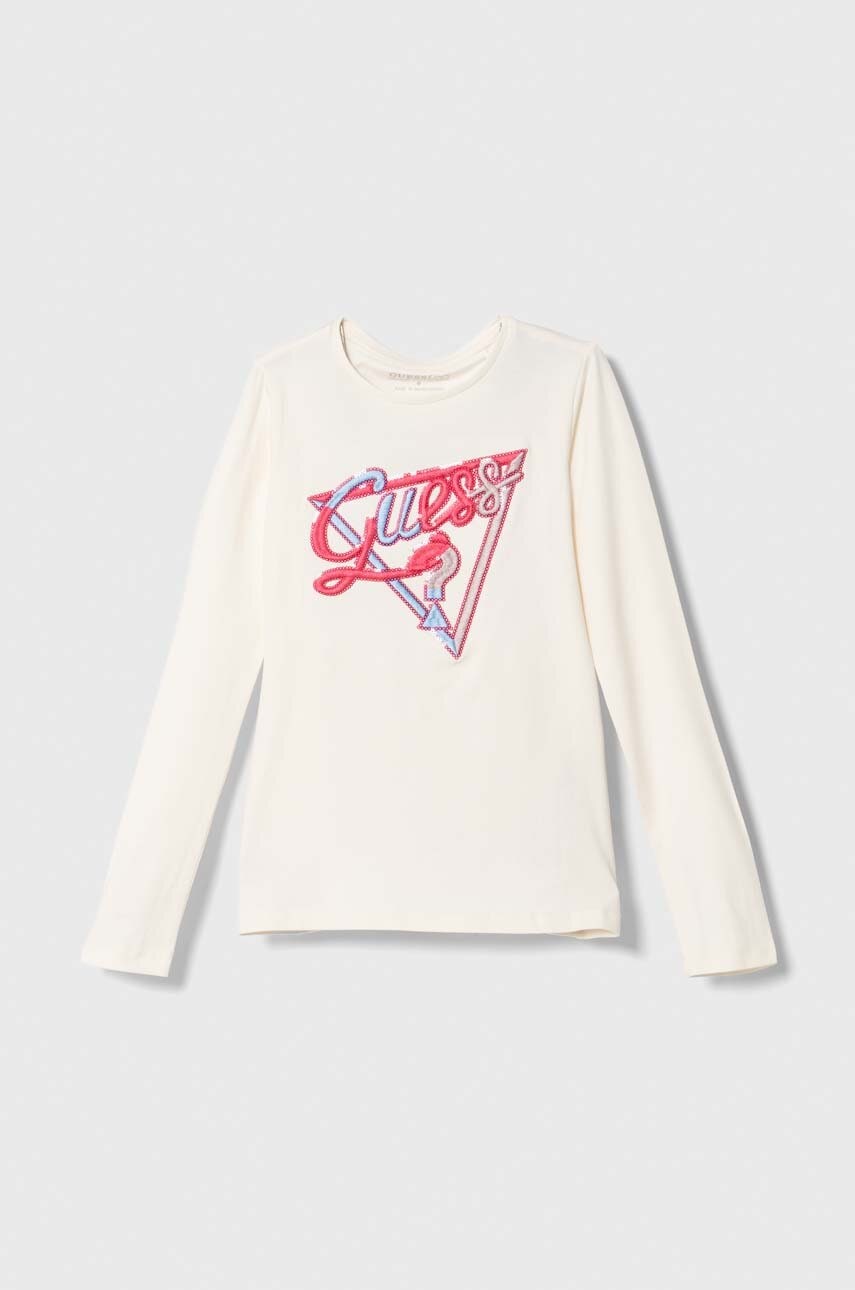 Детский лонгслив Guess цвет бежевый Детский лонгслив Guess цвет бежевый