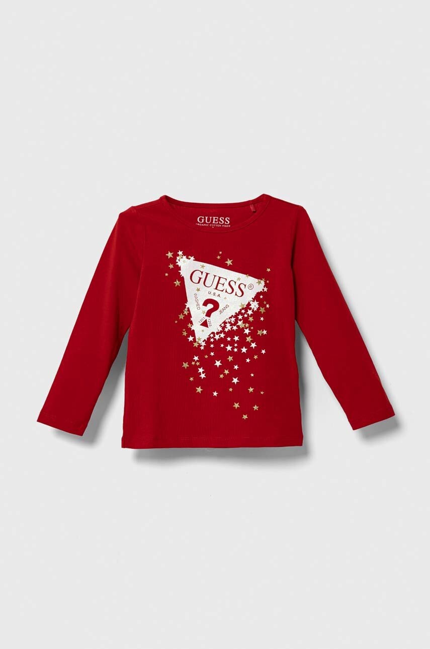

Детска блуза с дълги ръкави Guess в червено, Червен