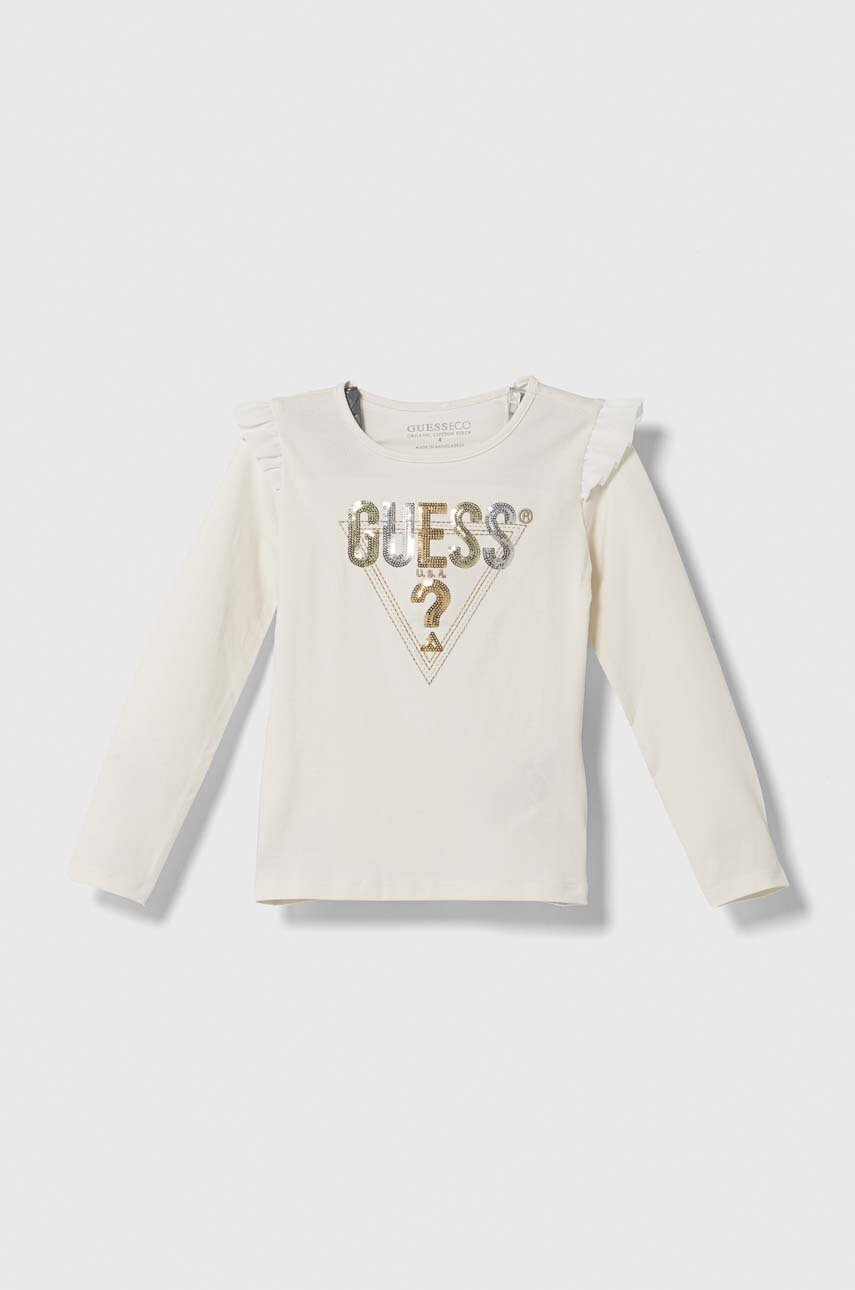 

Детска блуза с дълги ръкави Guess в бежово, Бежов