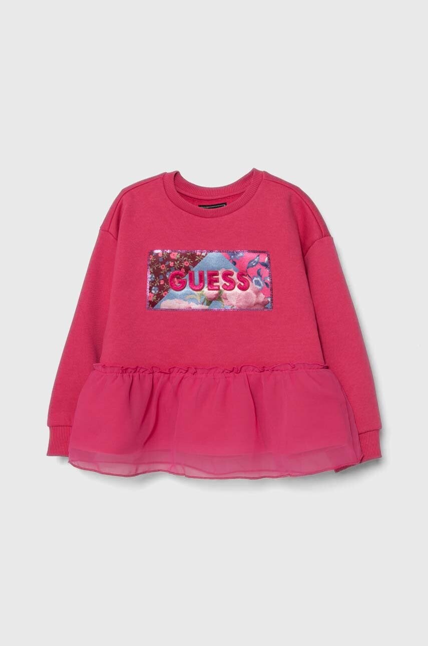 

Детская хлопковая кофта Guess цвет розовый с аппликацией