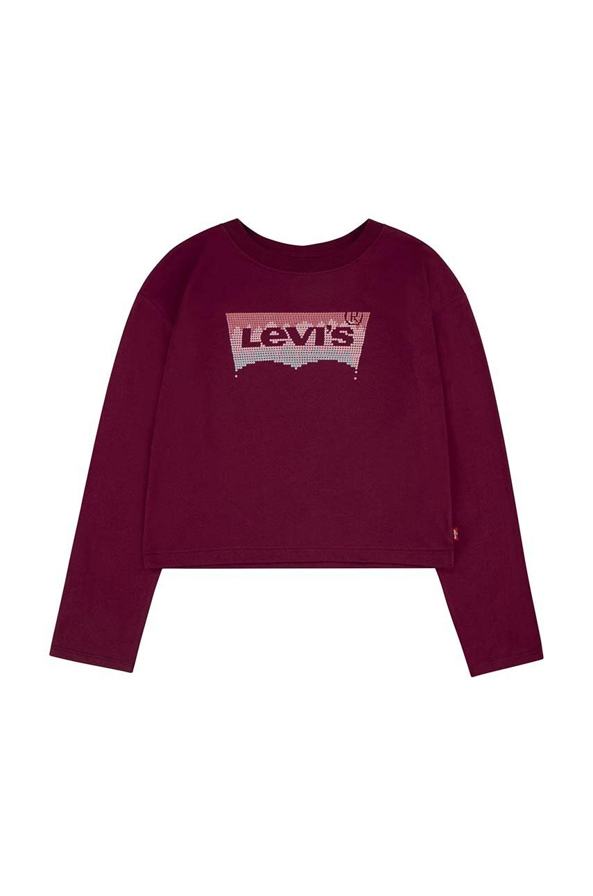 Dětské tričko s dlouhým rukávem Levi's červená barva