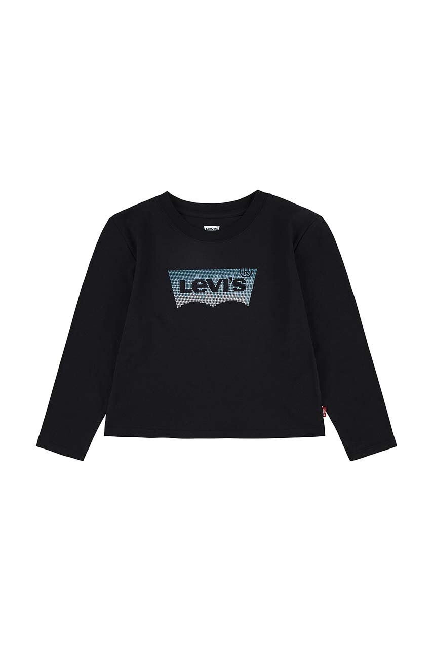 Dětské tričko s dlouhým rukávem Levi's černá barva