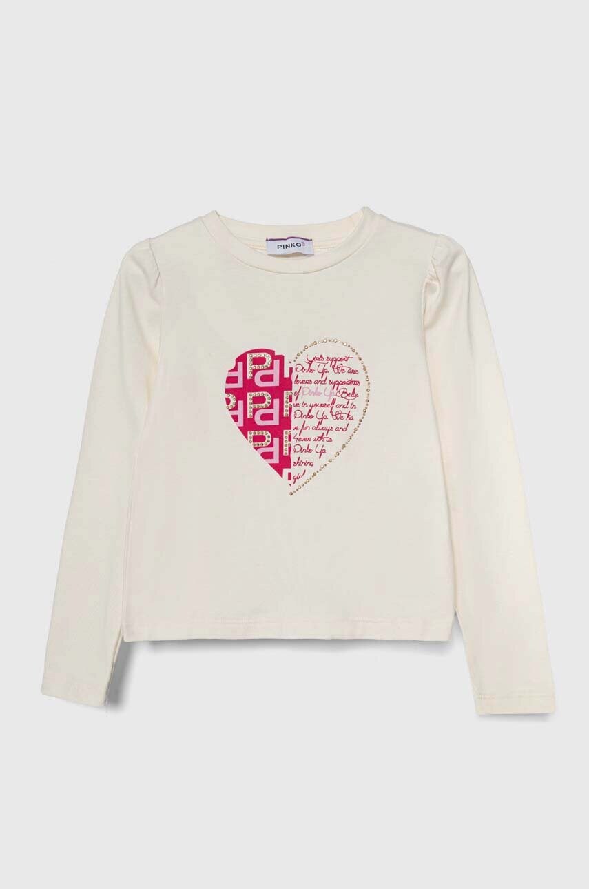 Дитячий лонгслів Pinko Up колір бежевий Дитячий лонгслів Pinko Up колір бежевий
