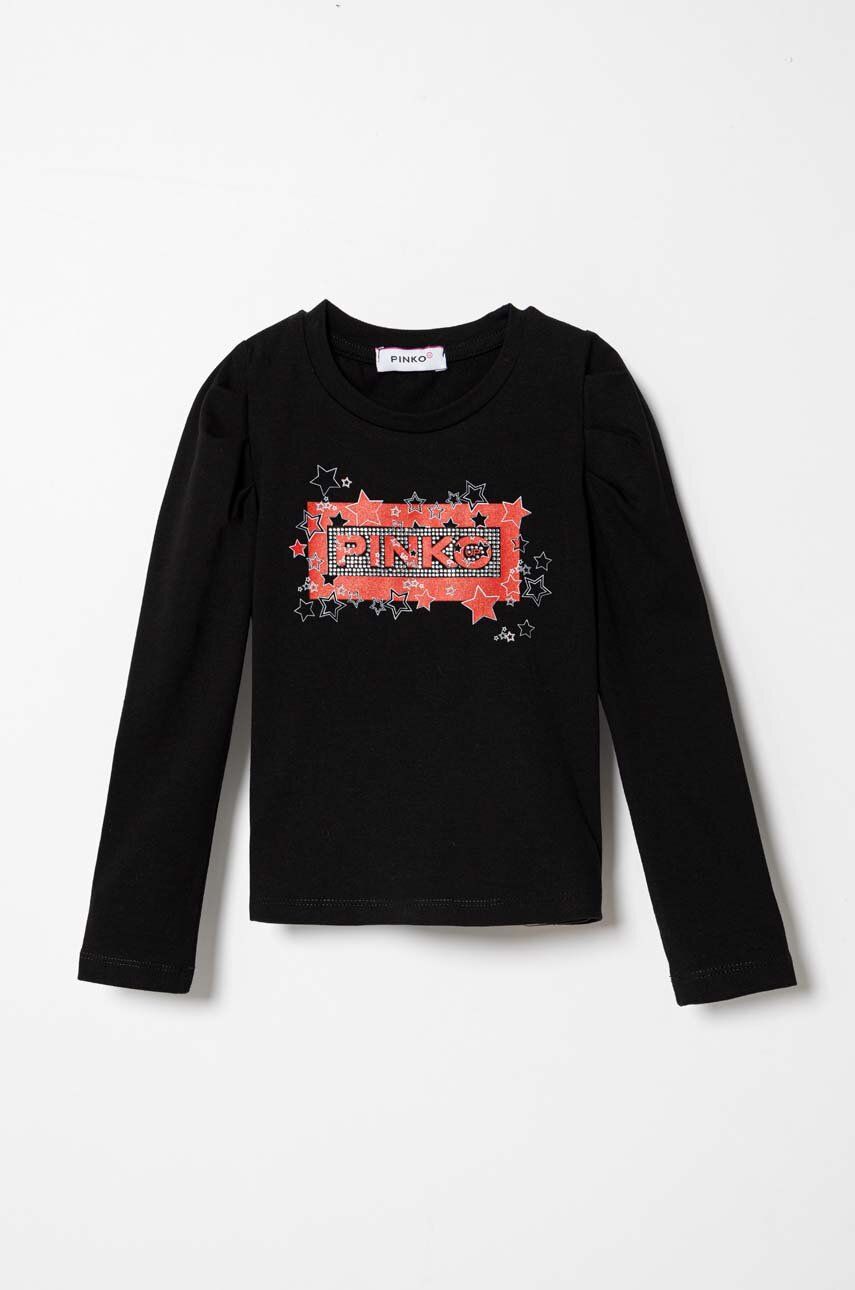 Dětské tričko s dlouhým rukávem Pinko Up černá barva - černá -  96 % Bavlna