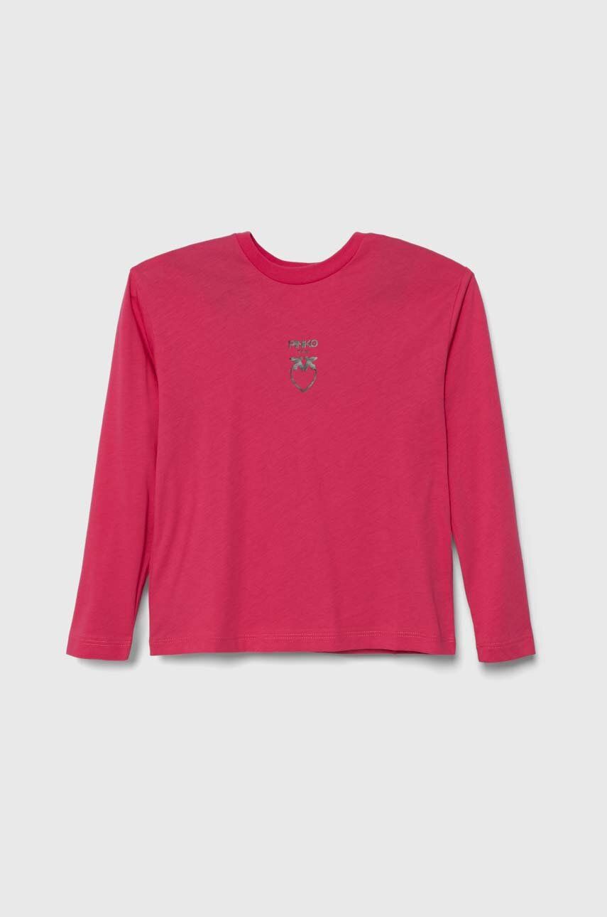 Dětská bavlněná košile s dlouhým rukávem Pinko Up fialová barva - růžová -  100 % Bavlna