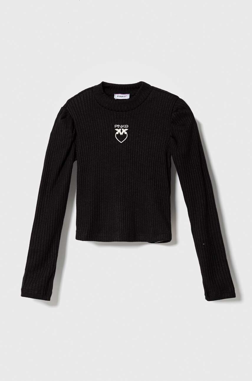 Дитячий лонгслів Pinko Up колір чорний півгольф Дитячий лонгслів Pinko Up колір чорний півгольф