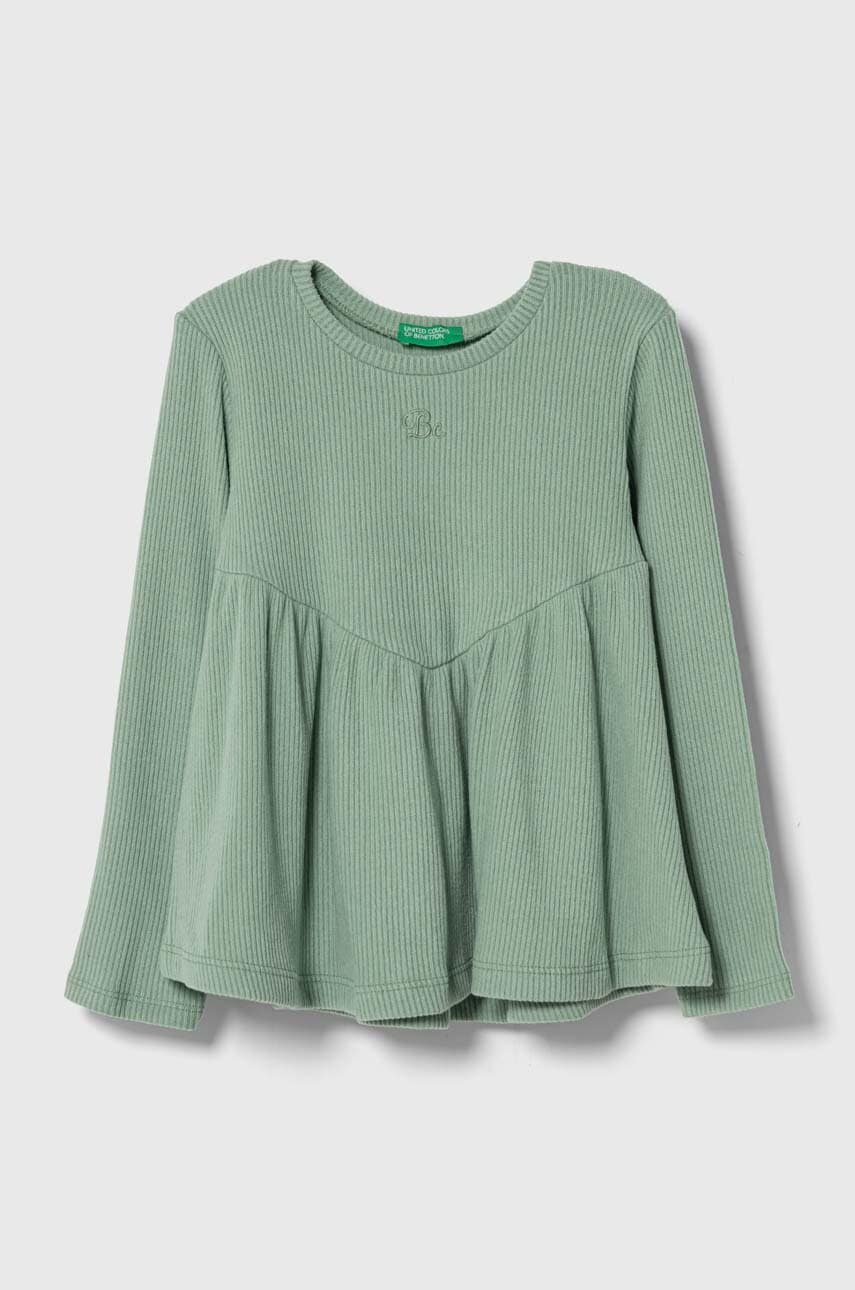 United Colors of Benetton longsleeve copii culoarea verde