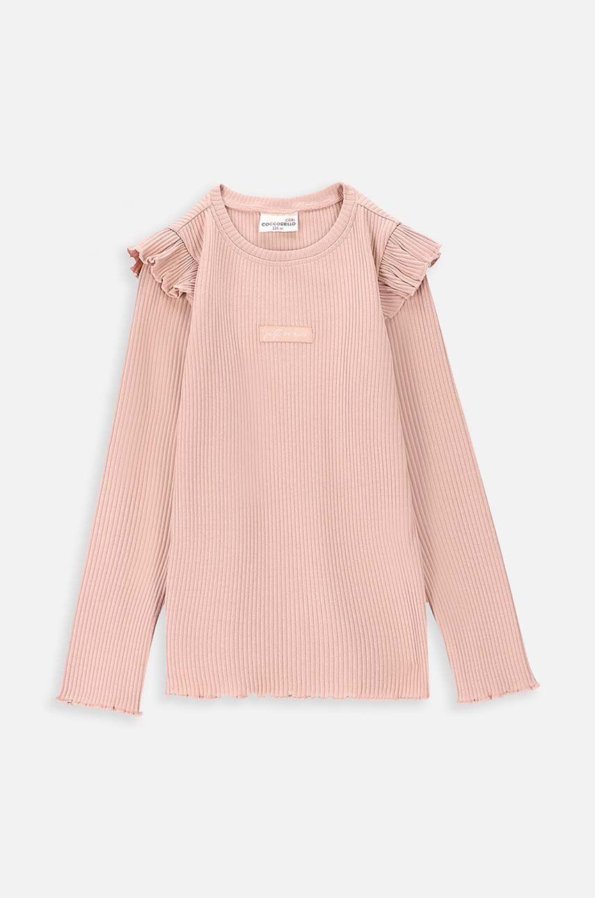 Tričko s dlouhým rukávem Coccodrillo růžová barva - růžová - 95 % Bavlna