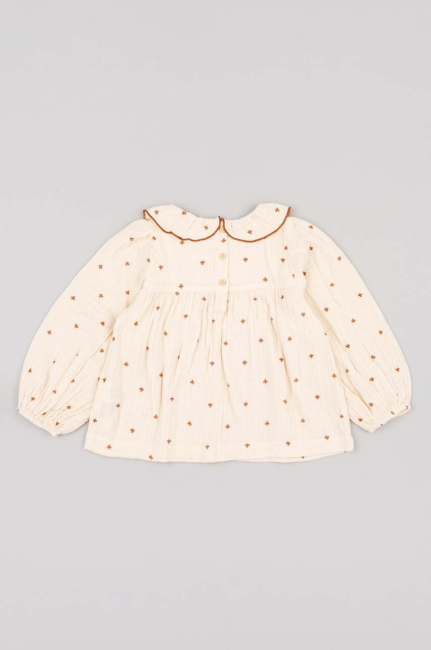 Детская хлопковая блузка zippy цвет бежевый узор Детская хлопковая блузка zippy цвет бежевый узор