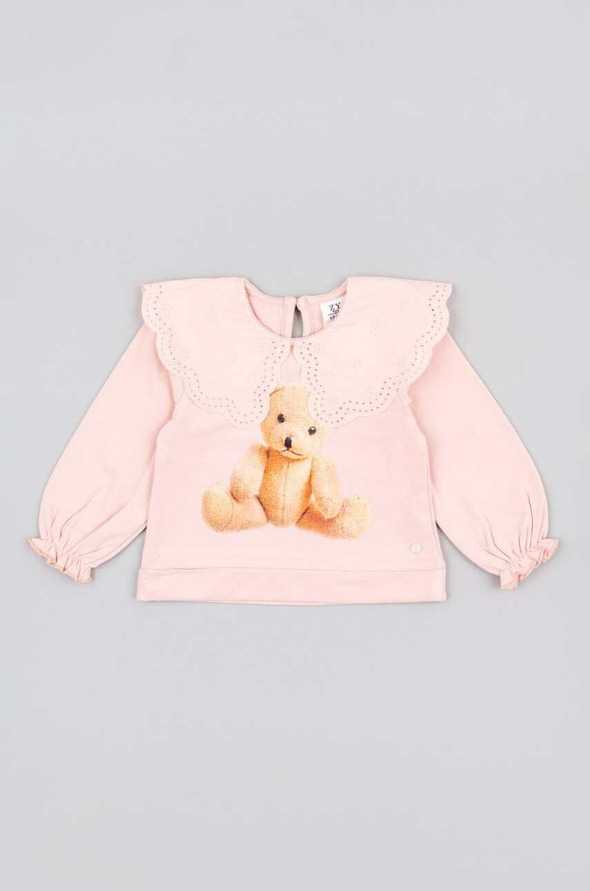 E-shop Kojenecké tričko s dlouhým rukávem zippy růžová barva