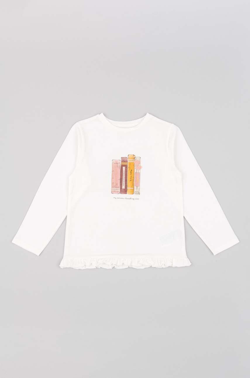Dětské tričko s dlouhým rukávem zippy béžová barva - béžová - 95 % Bavlna