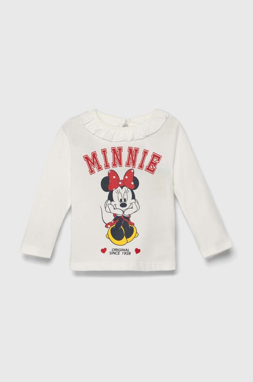 Dětské bavlněné tričko s dlouhým rukávem zippy x Disney bílá barva - bílá - 100 % Bavlna