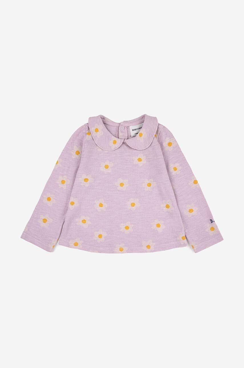 Bobo Choses longsleeve bebelusi culoarea violet, cu guler