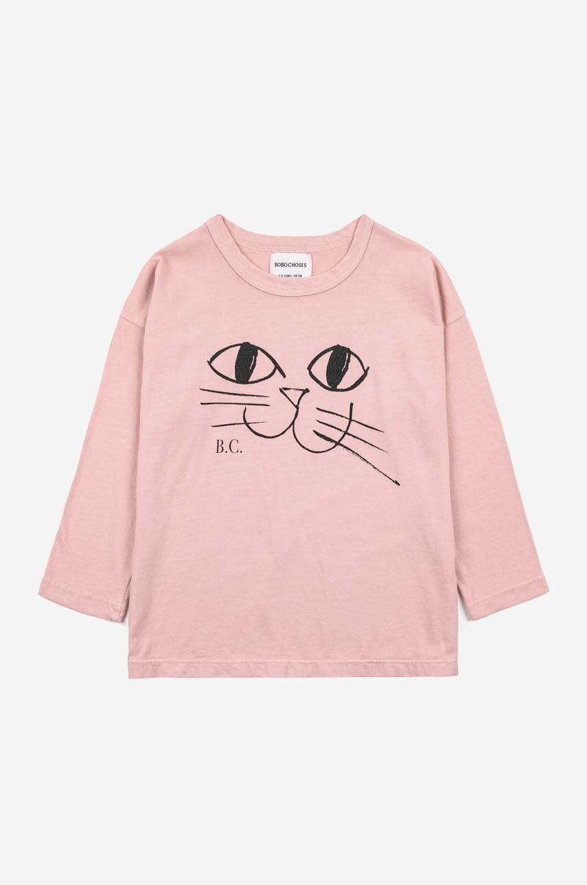 Дитячий бавовняний лонгслів Bobo Choses колір рожевий