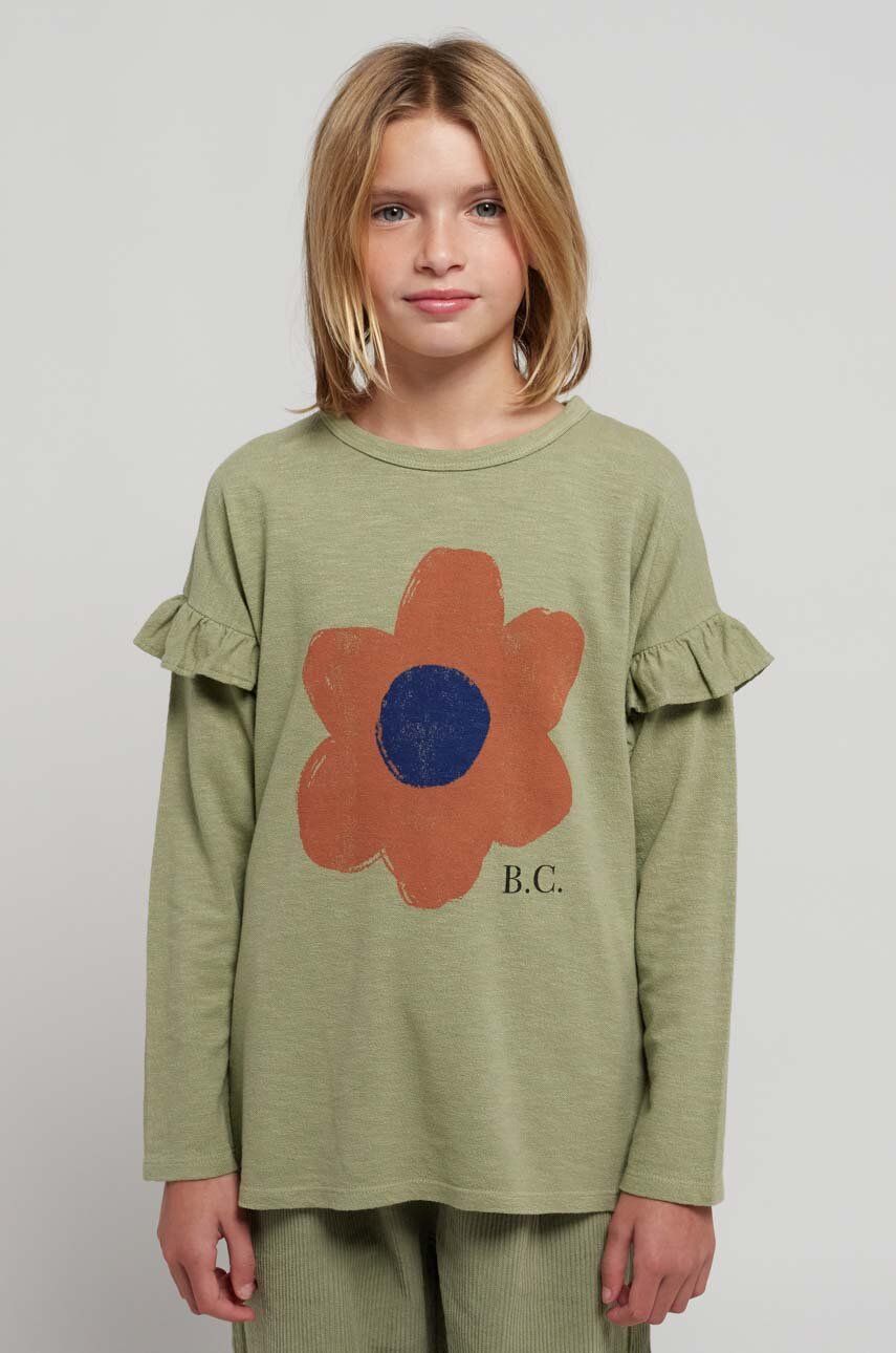 E-shop Dětská bavlněná košile s dlouhým rukávem Bobo Choses zelená barva