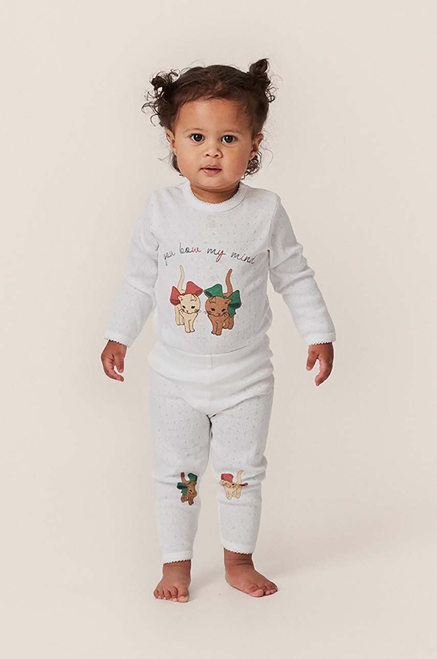 Levně Dětské bavlněné tričko s dlouhým rukávem Konges Sløjd bílá barva