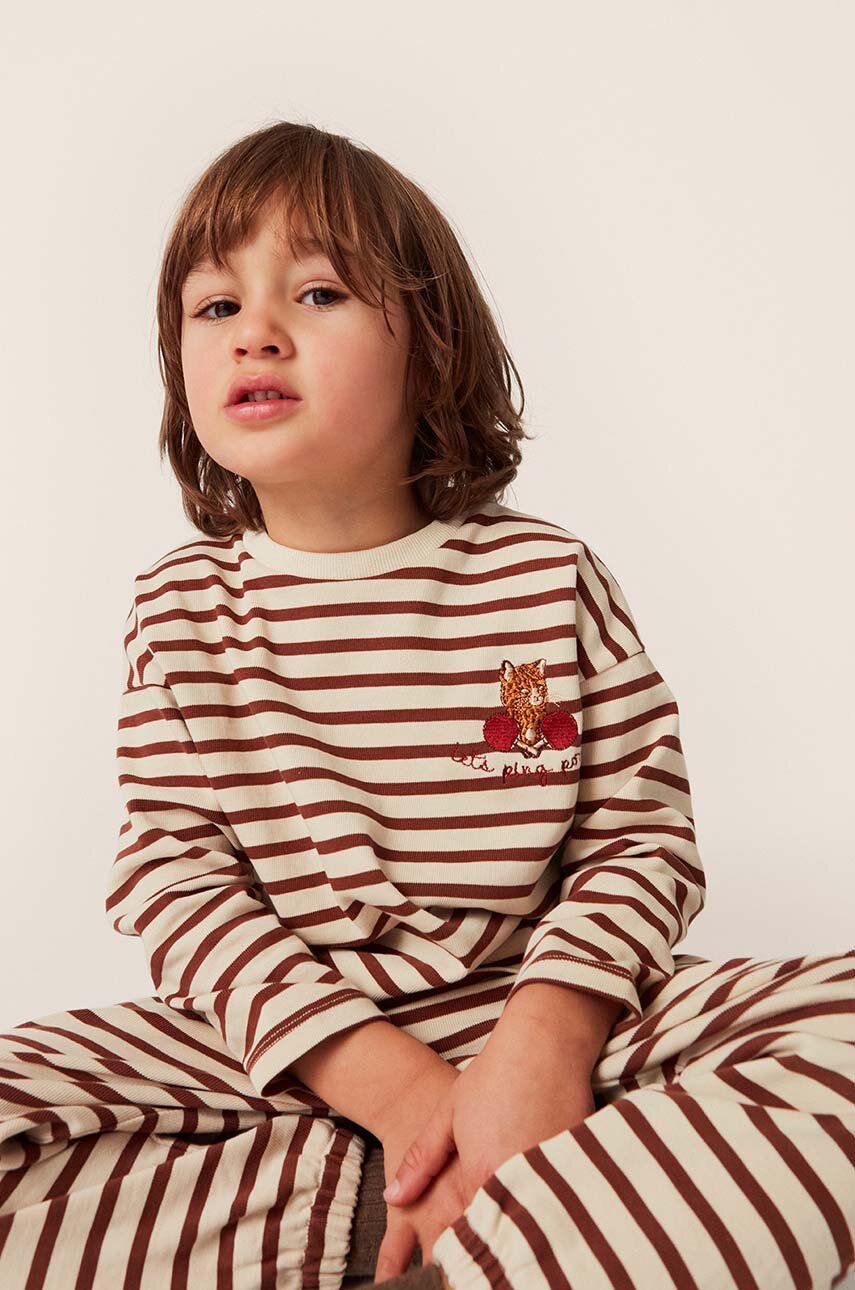 Dětská bavlněná košile s dlouhým rukávem Konges Sløjd béžová barva - béžová - 100 % Organická bavlna