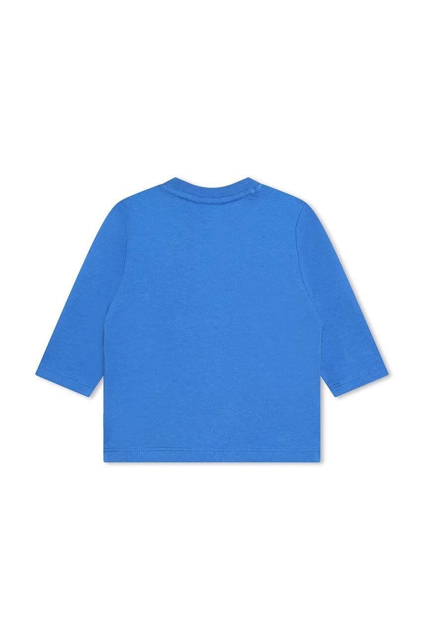 Бавовняний лонгслів для немовлят BOSS колір синій з принтом