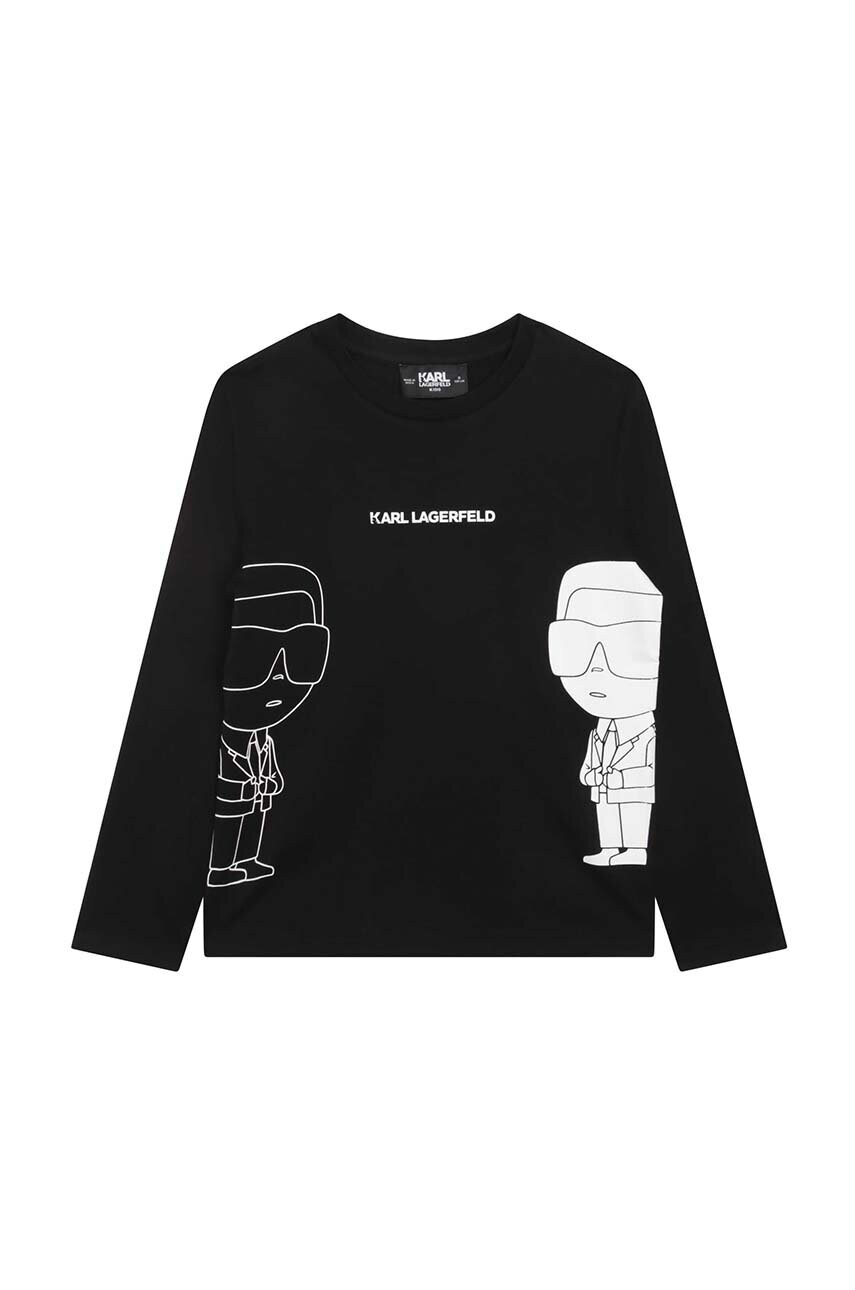 

Хлопковый детский лонгслив Karl Lagerfeld цвет чёрный с принтом