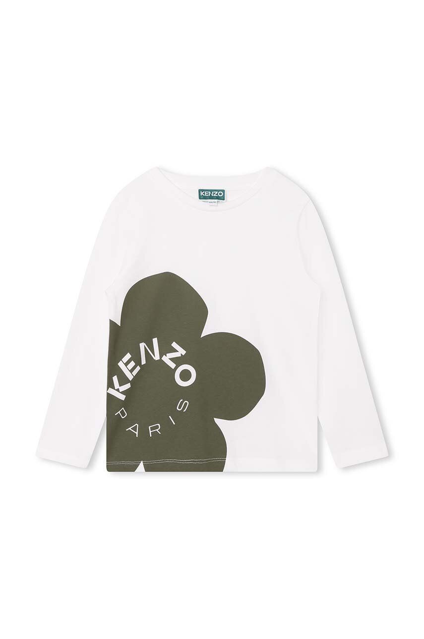 Levně Dětské bavlněné tričko s dlouhým rukávem Kenzo Kids bílá barva, s potiskem