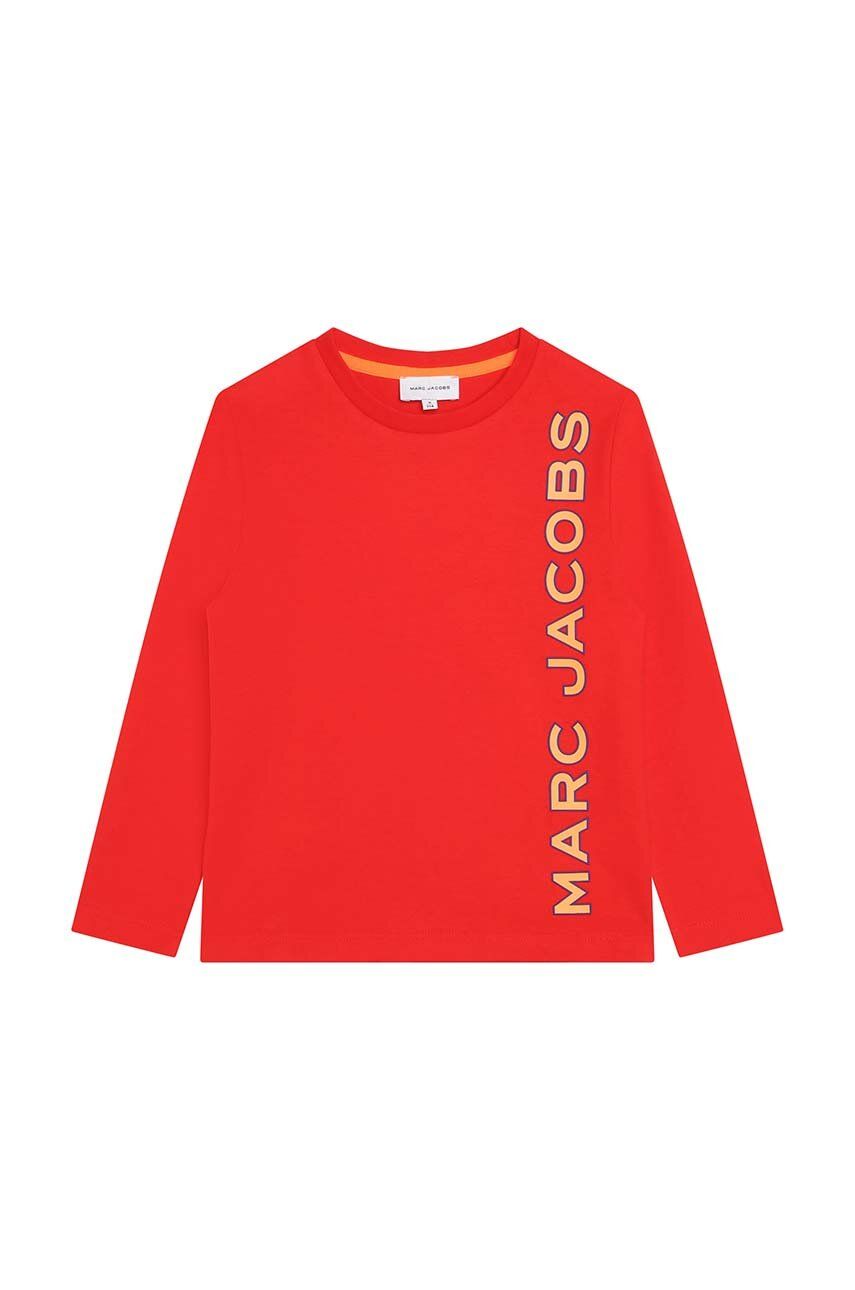 Levně Dětská bavlněná košile s dlouhým rukávem Marc Jacobs červená barva, s potiskem
