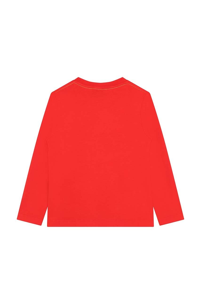 Дитячий бавовняний лонгслів Marc Jacobs колір червоний з принтом