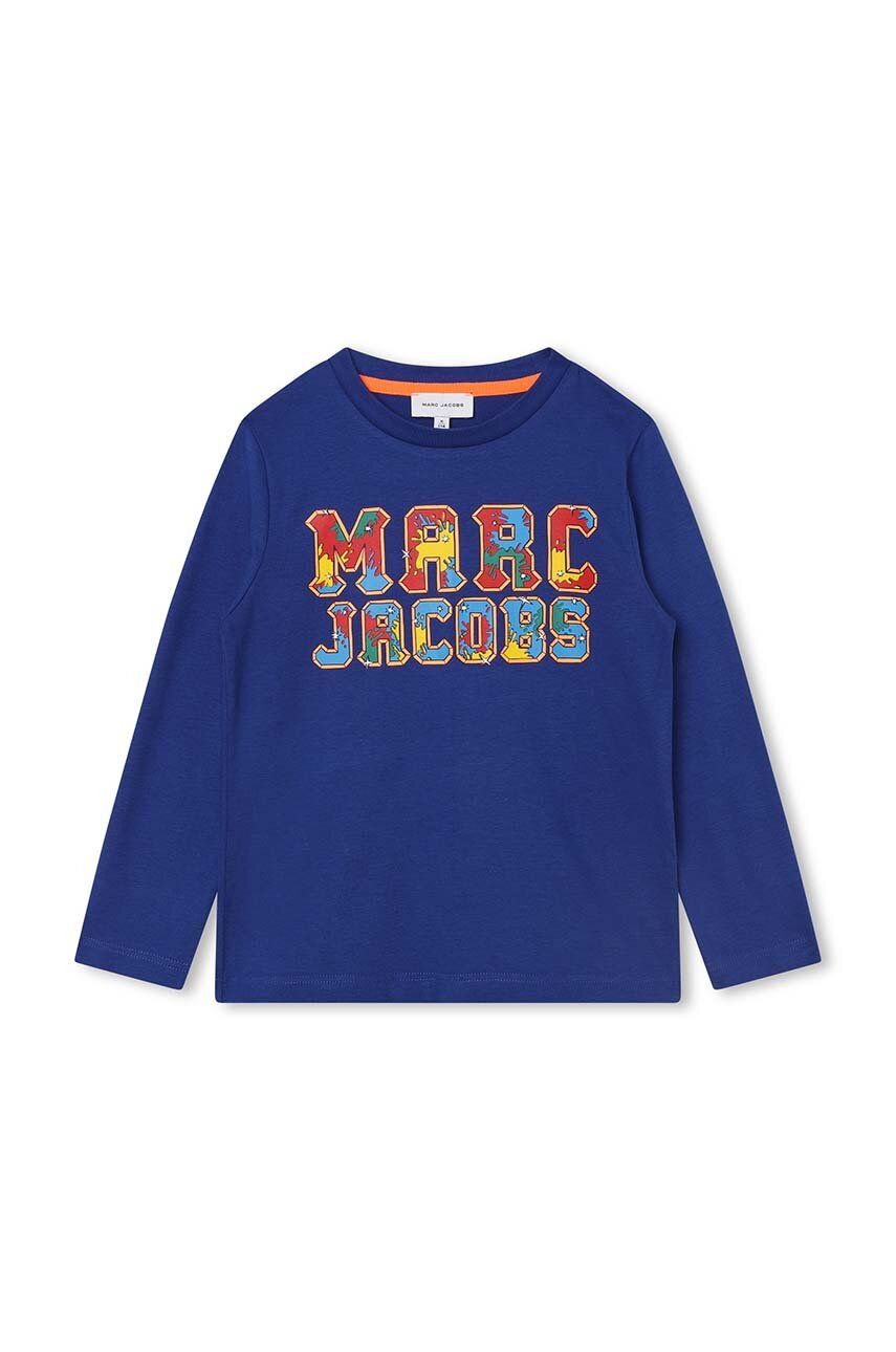 Levně Dětská bavlněná košile s dlouhým rukávem Marc Jacobs tmavomodrá barva, s potiskem