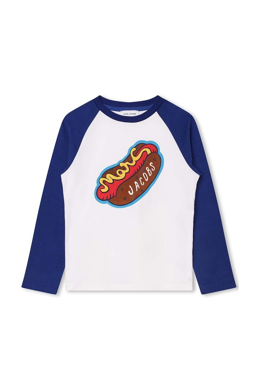 Дитячий бавовняний лонгслів Marc Jacobs колір білий з принтом