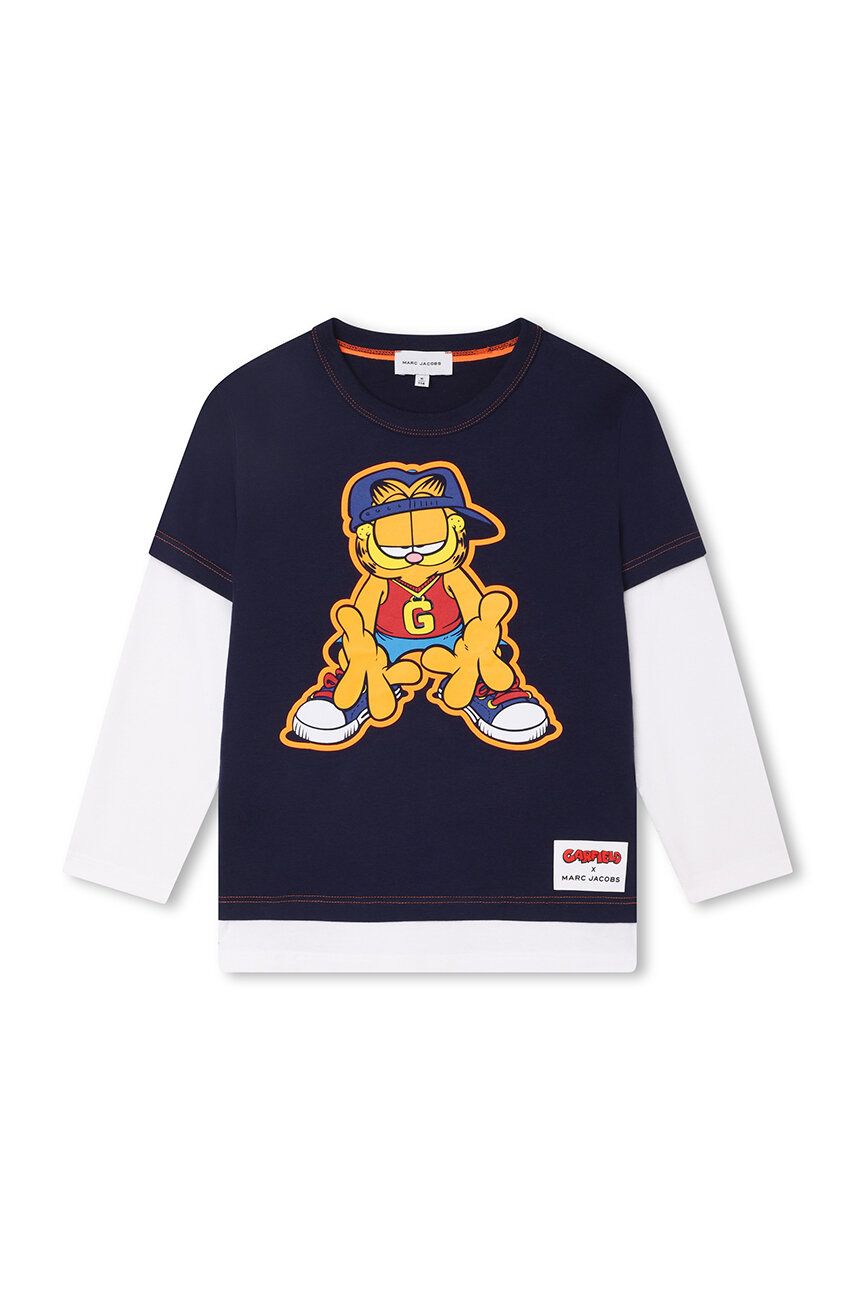 Dětská bavlněná košile s dlouhým rukávem Marc Jacobs x Garfield tmavomodrá barva, s potiskem - námoř