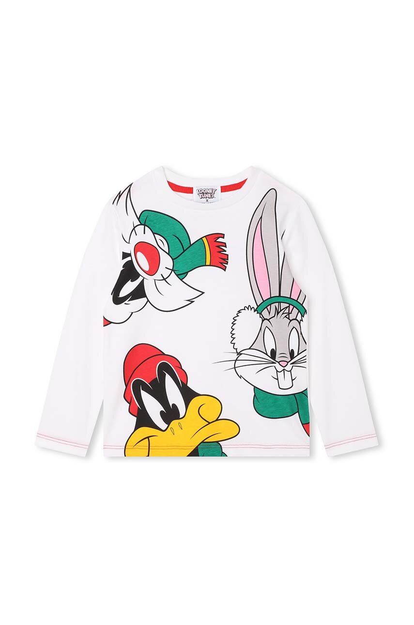 Levně Dětská bavlněná košile s dlouhým rukávem Marc Jacobs x Looney Tunes bílá barva, s potiskem