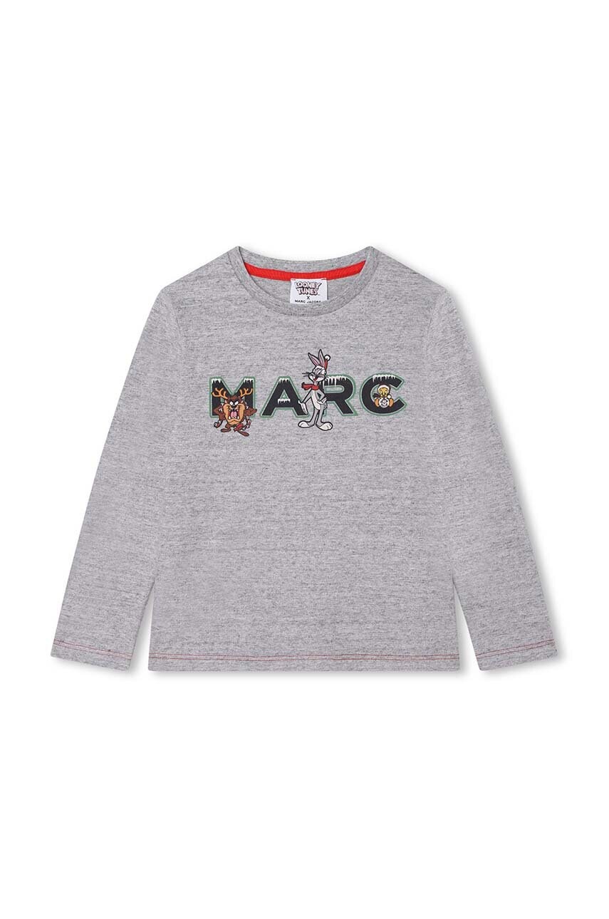 

Дитячий бавовняний лонгслів Marc Jacobs x Looney Tunes колір сірий з принтом