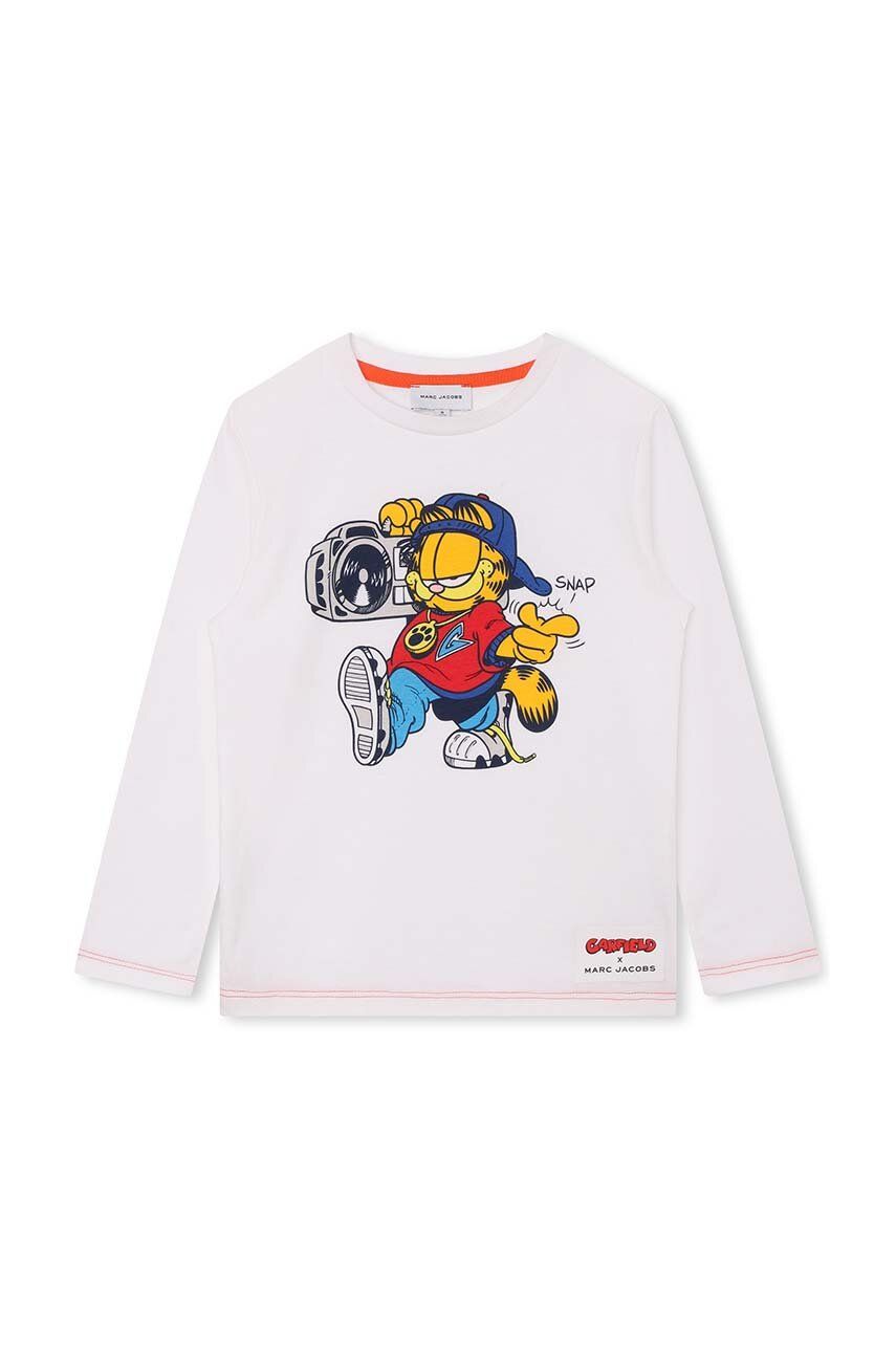 Dětská bavlněná košile s dlouhým rukávem Marc Jacobs bílá barva, s potiskem - bílá -  100 % Bav