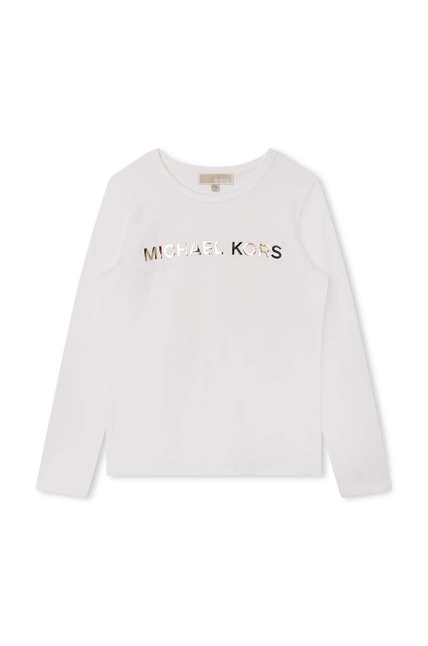 Dětské tričko s dlouhým rukávem Michael Kors bílá barva, s potiskem - bílá -  95 % Bavlna