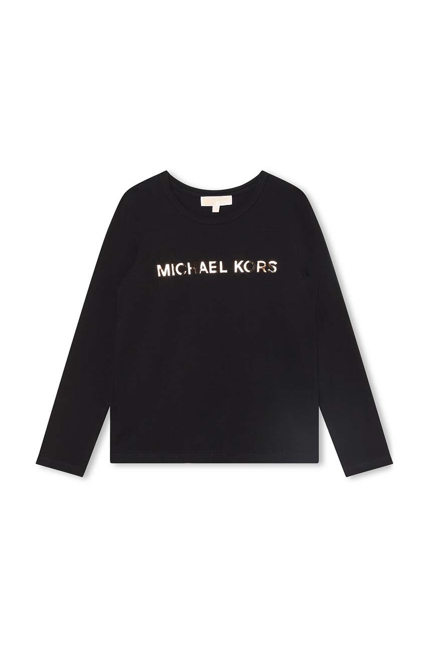 

Дитячий лонгслів Michael Kors колір чорний з принтом