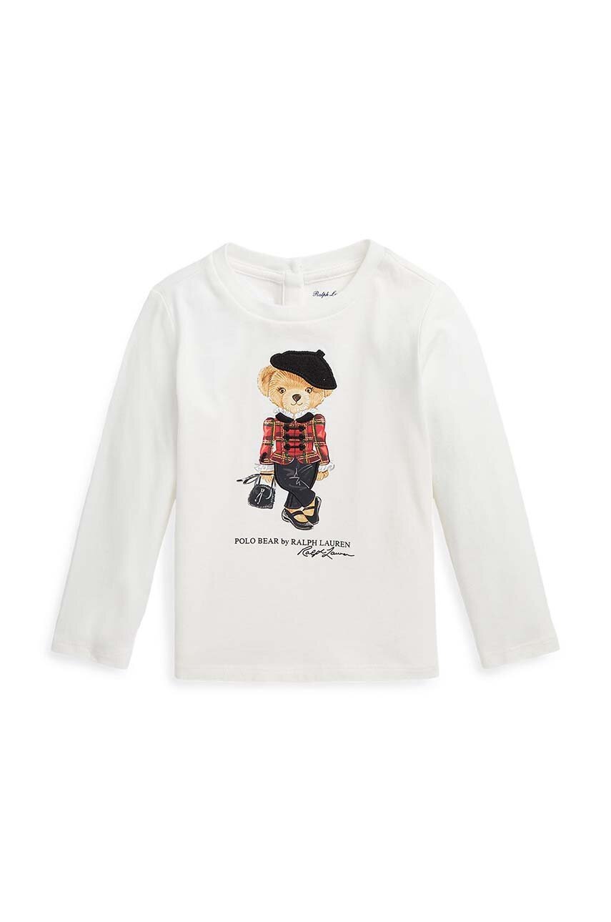 

Дитячий бавовняний лонгслів Polo Ralph Lauren колір білий